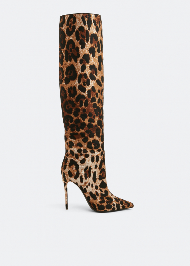 Leopard jacquard boots