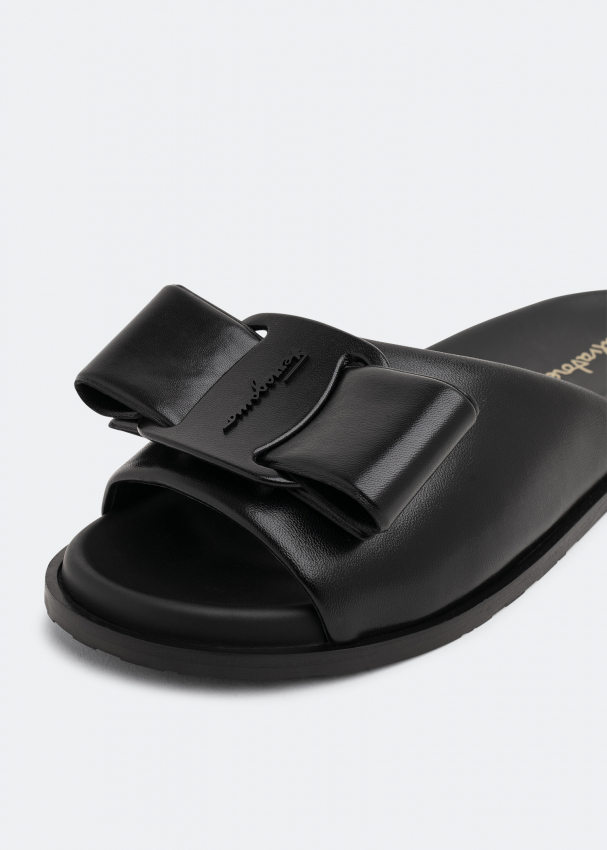 All black ferragamo slides 2025