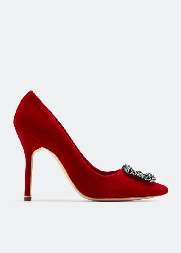 Manolo Blahnik Hangisi velvet pumps for Women Red in KSA Level Shoes