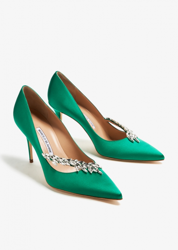 Manolo blahnik green satin hotsell