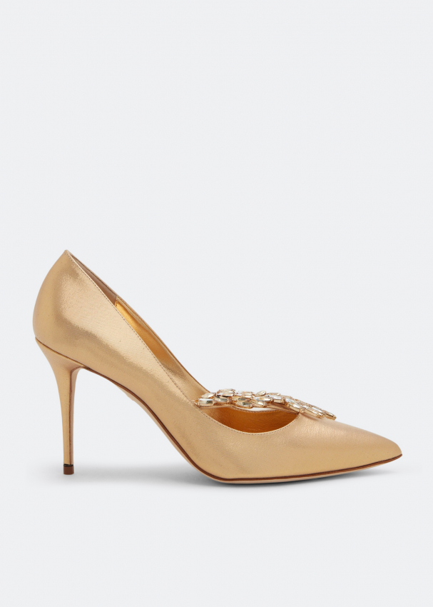 Gold satin 2025 pumps