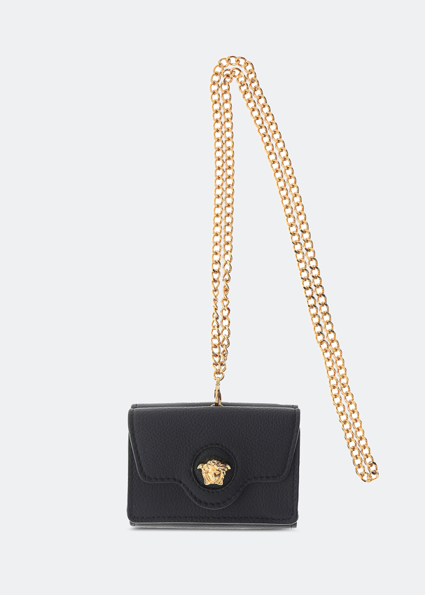 Versace La Medusa Tri fold chain wallet for Women Black in Qatar Level Shoes