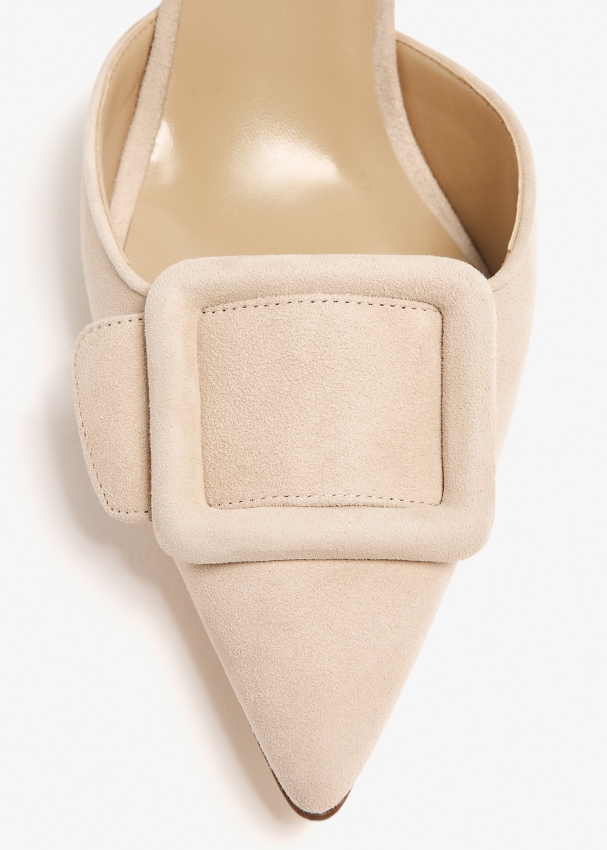 CHAUSSURES MANOLO BLAHNIK VELOURS - Nœud Beige, Pierres De Lune, Taille 40.5, Neuves Sans Emballage