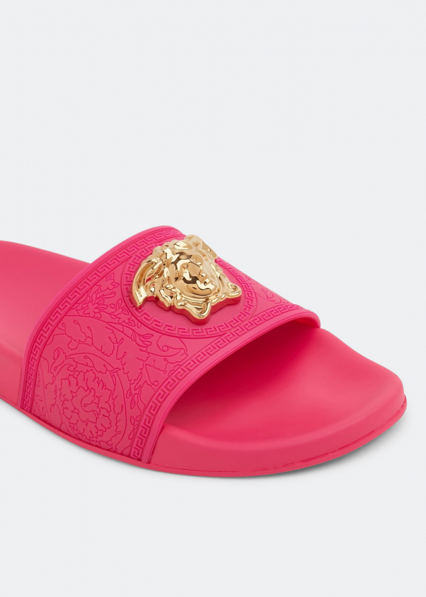 Versace Palazzo pool slides for Women Pink in KSA Level Shoes