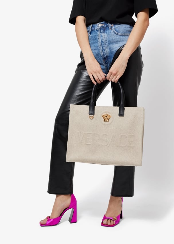 Versace La Medusa Logo Canvas Tote Bag