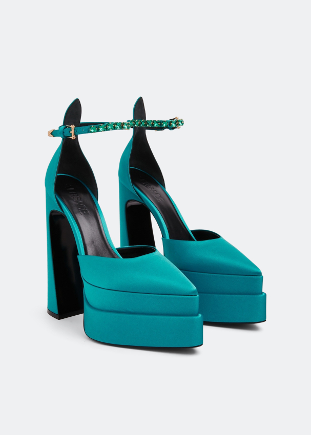 Versace orange and blue heels new arrivals