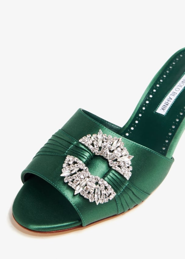 Manolo Blahnik Prinap satin sandals for Women - Green in UAE | Level Shoes