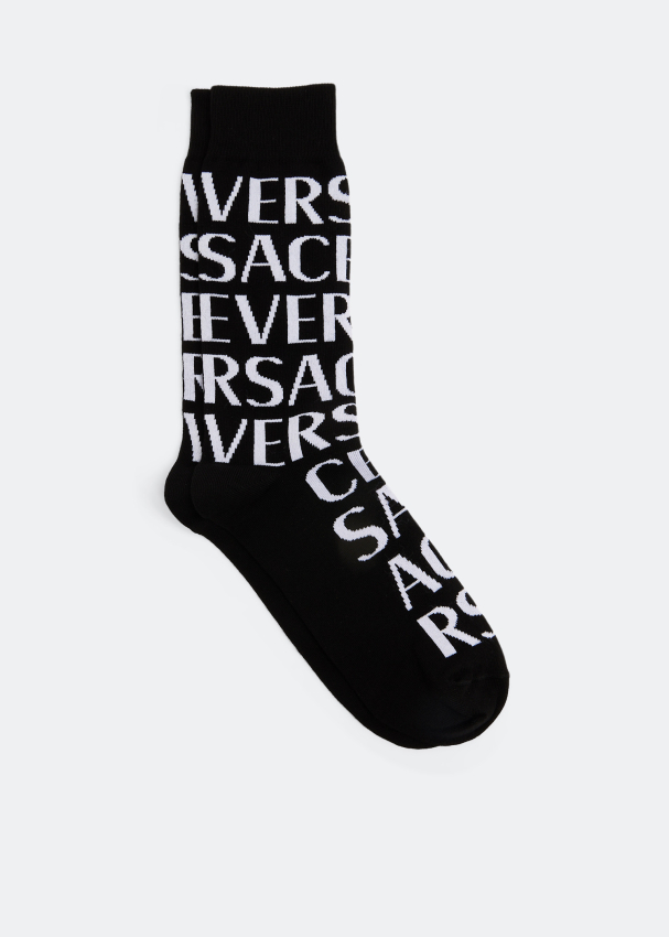 Versace Logo socks for Men - Black in UAE | Level Shoes