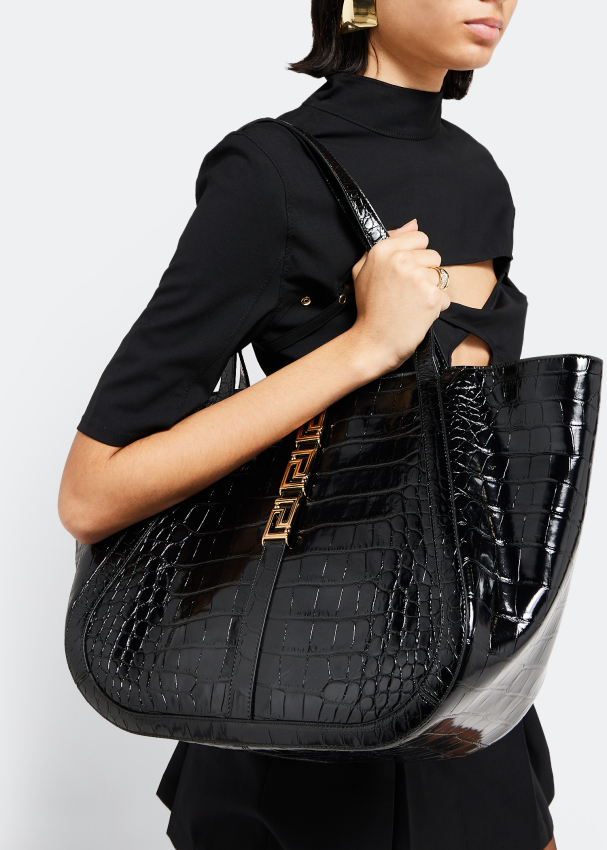 Versace Greca Goddess large tote bag for Women - Black in