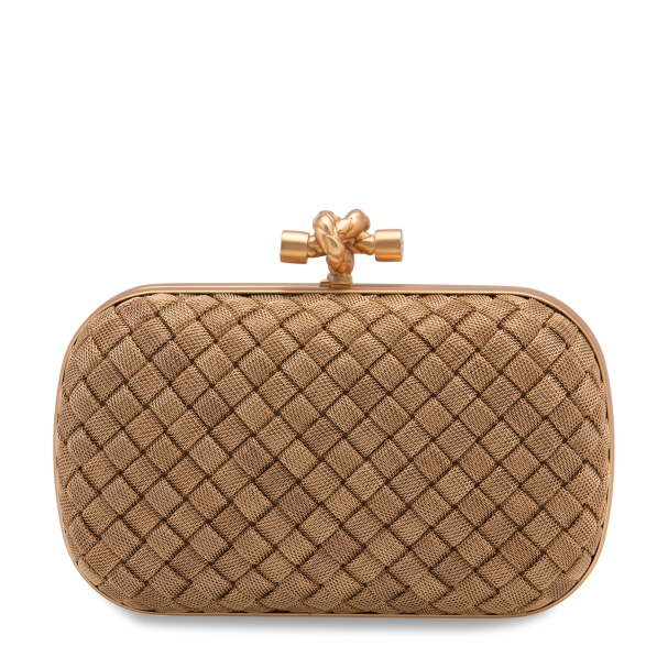 Bottega Veneta Gold Intrecciato Metal Knot Clutch Bottega Veneta