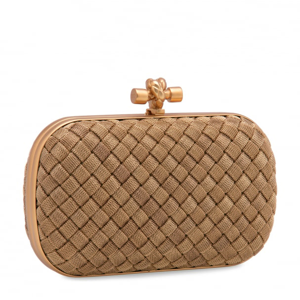 Bottega Veneta Intrecciato Knot clutch for Women - Gold in Kuwait