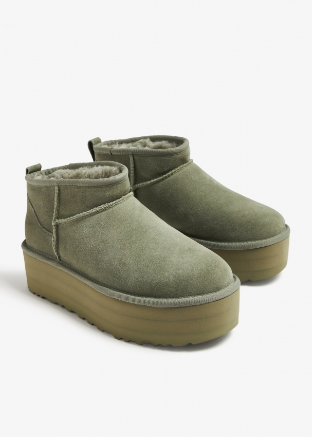 UGG Classic Ultra Mini platform boots for Women Green in UAE Level Shoes