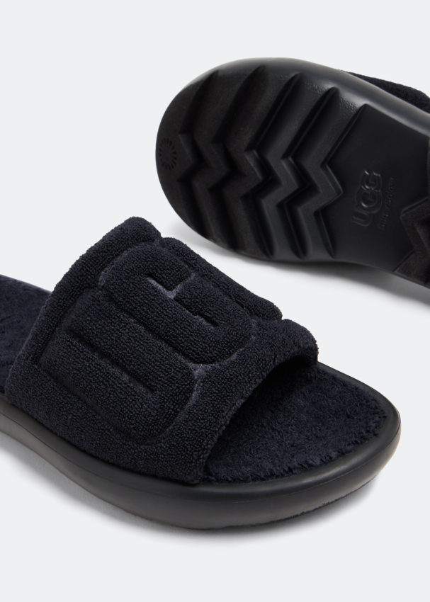 Black white grey ugg slides deals