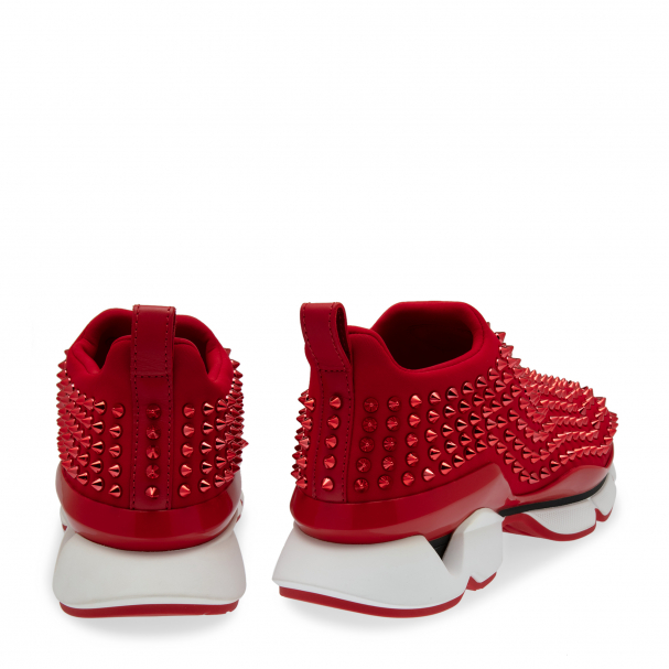 Red sneakers shop with spikes