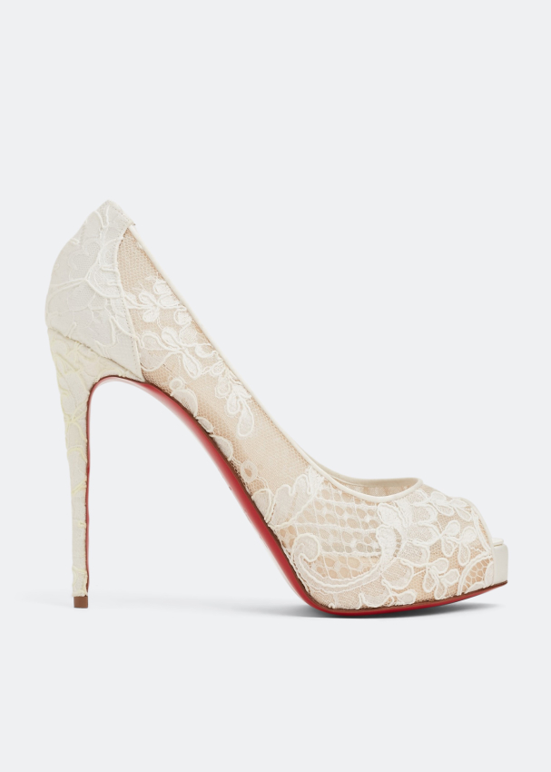 Louboutin white lace heels top