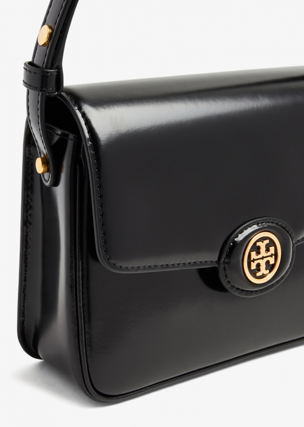 Tory Burch Robinson Spazzolato Shoulder Bag - Black