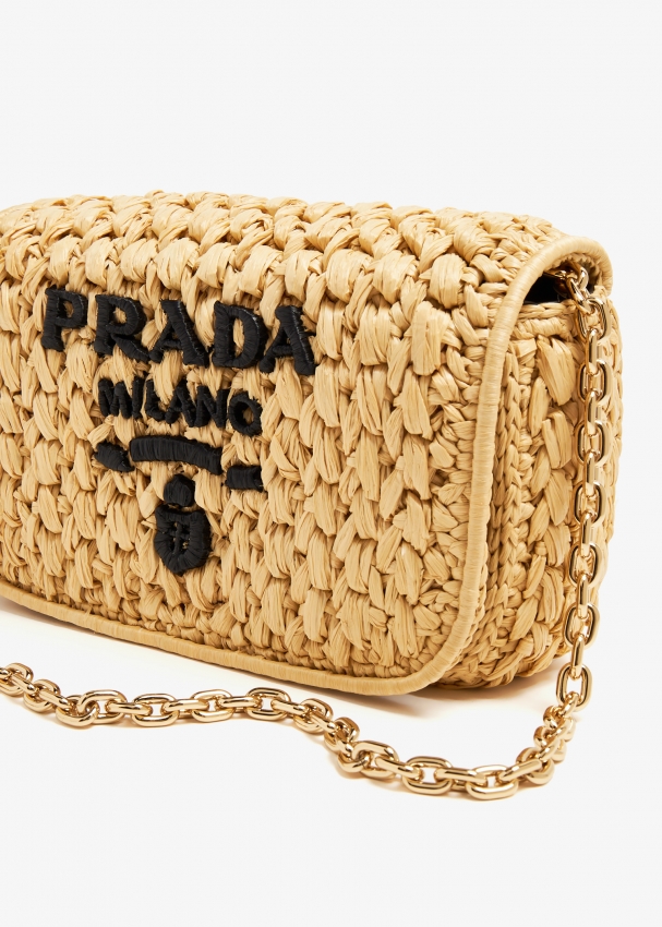 Prada Woven fabric shoulder bag for Women Beige in UAE Level Shoes