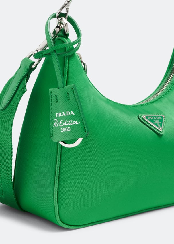 Prada Leather Mini Shoulder Bag, Women, Green