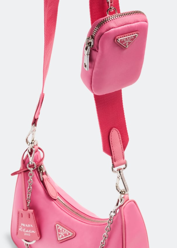 Prada Mini Bag Nylon and Saffiano Leather Pink in Nylon/Leather with  Silver-tone