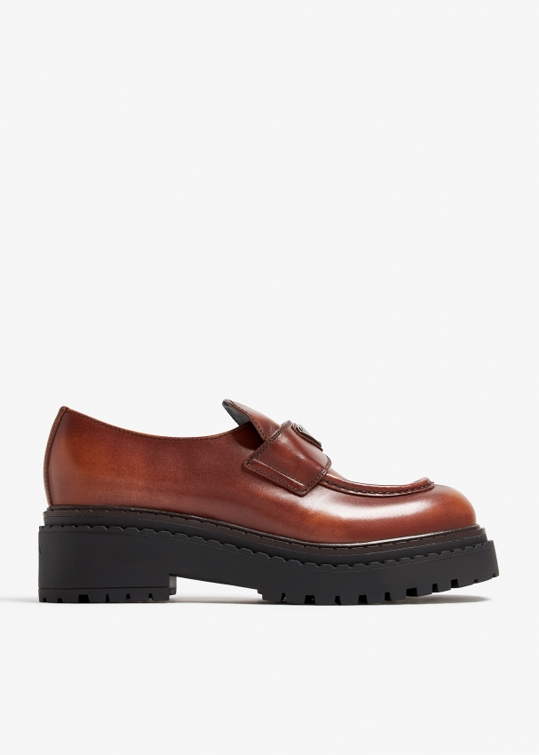 Prada Leather loafers for Women Brown in Bahrain Level Shoes