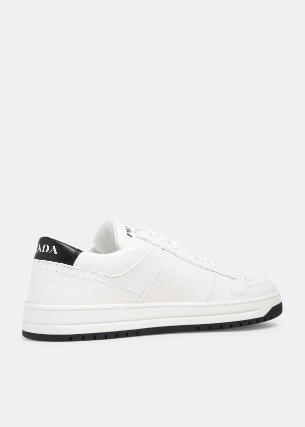 PRA DOWNTOWN PERFORATED SNEAKERS WHITE AND BLACK LOGO CALFSKIN