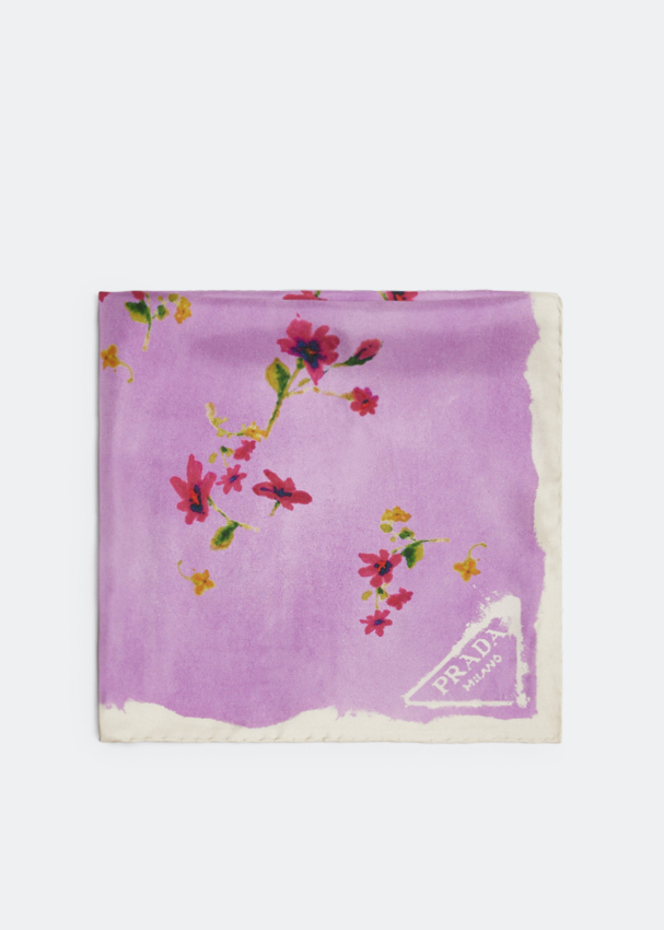 Prada Printed silk twill foulard for Women - Purple in UAE | Level Shoes