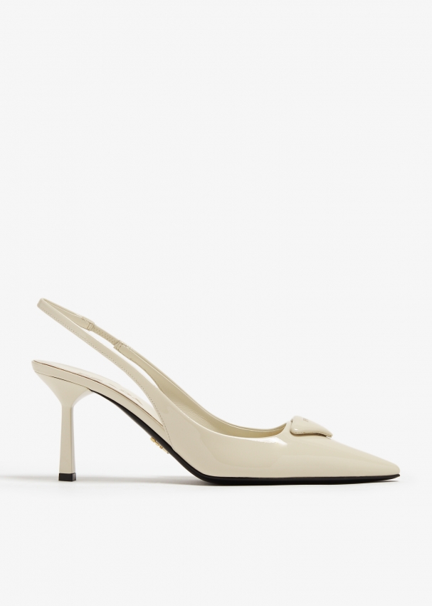 Prada Patent leather slingback pumps for Women - White in UAE | Level Shoes