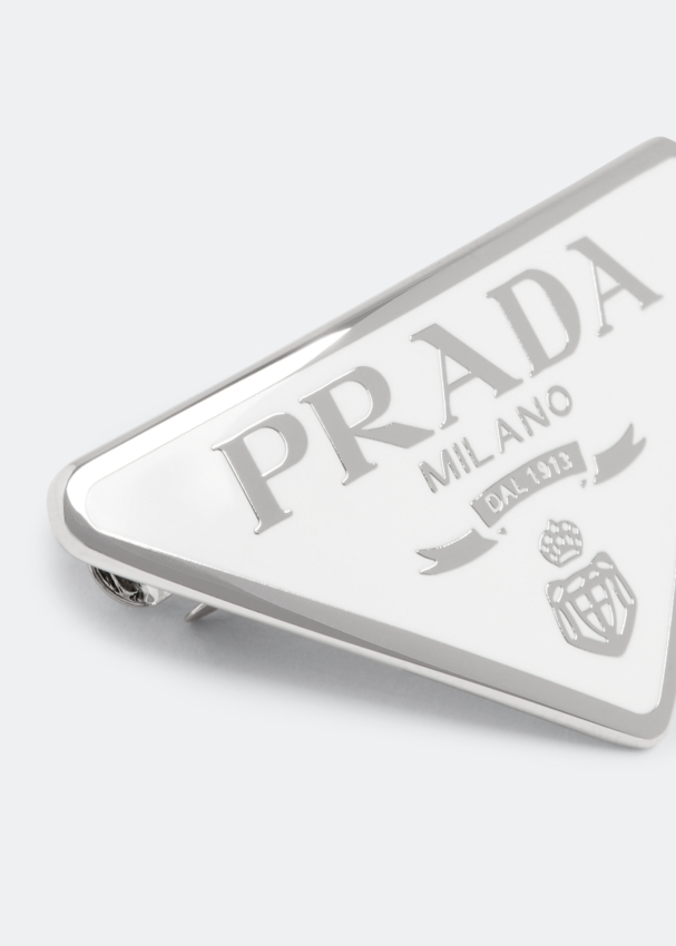 Prada logo plaque hair clip - Silver