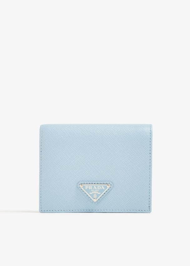 Light Blue Small Saffiano Leather Wallet