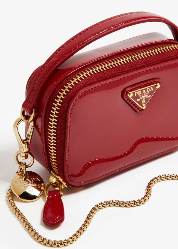 PRADA Mini Shoulder Bag Saffiano Leather Red Purse 90222443 | eBay