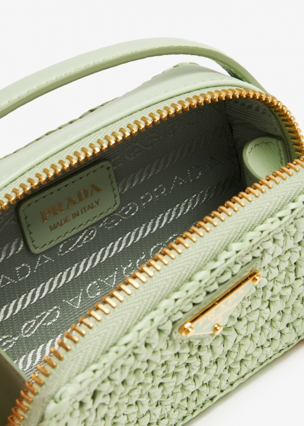 Prada Woven fabric and leather mini-pouch for Women - Green