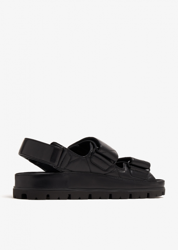 LEVA, Black Nappa Leather Sandals