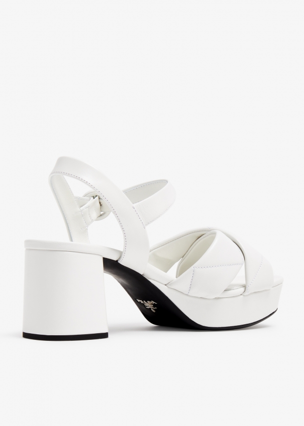 PRA QUILTED HIGH HEELS SANDALS 65 WHITE LAMBSKIN