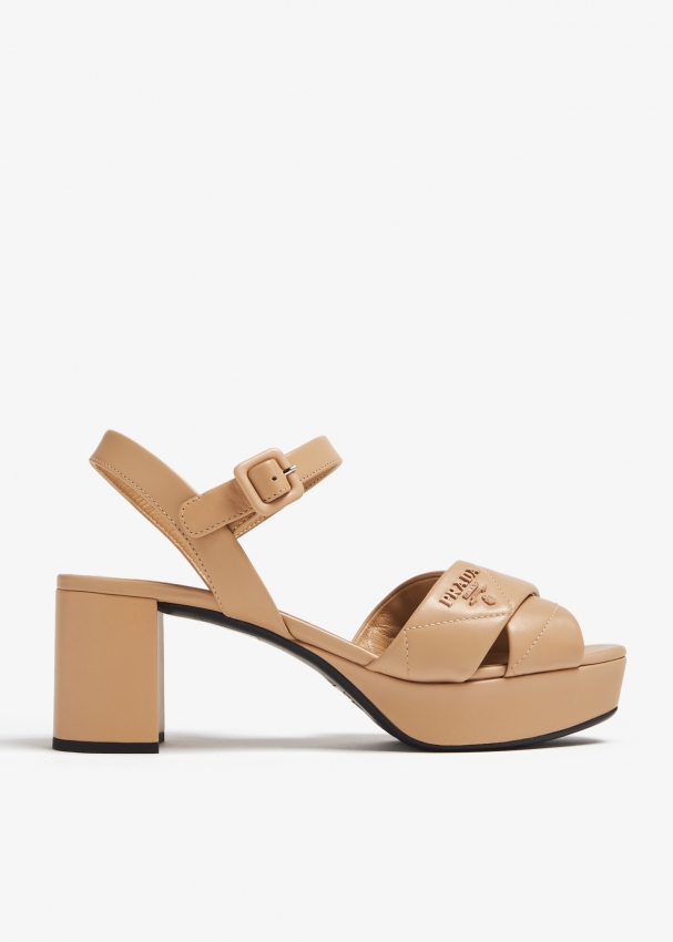 Prada Quilted leather platform sandals for Women - Beige in UAE | Level ...