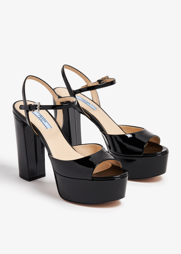 Prada High heeled patent leather sandals for Women White in Oman Level Shoes