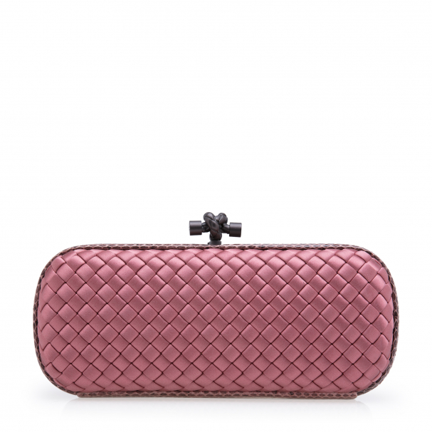 Bottega Veneta Knot Silk Clutch in Pink