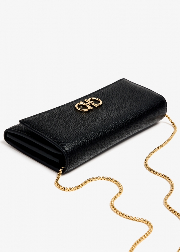 Ferragamo Gancini chain wallet for Women Black in UAE Level Shoes