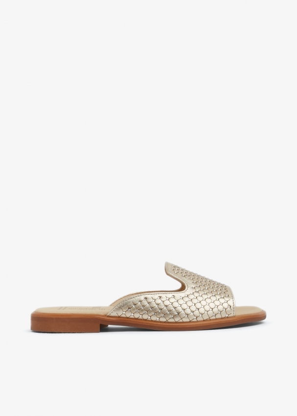 ANDANINES bow-embellished leather sandals - White