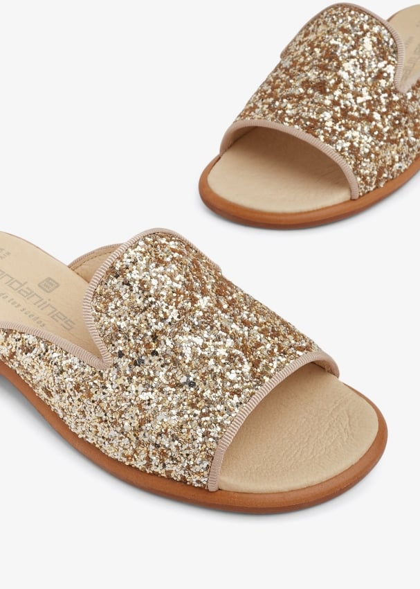 Glitter store slide sandals