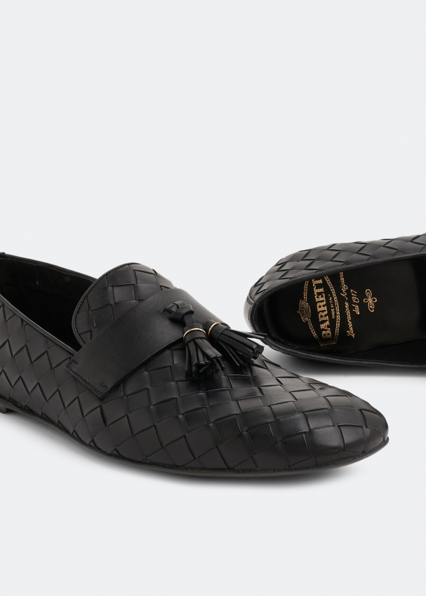Black woven loafers best sale