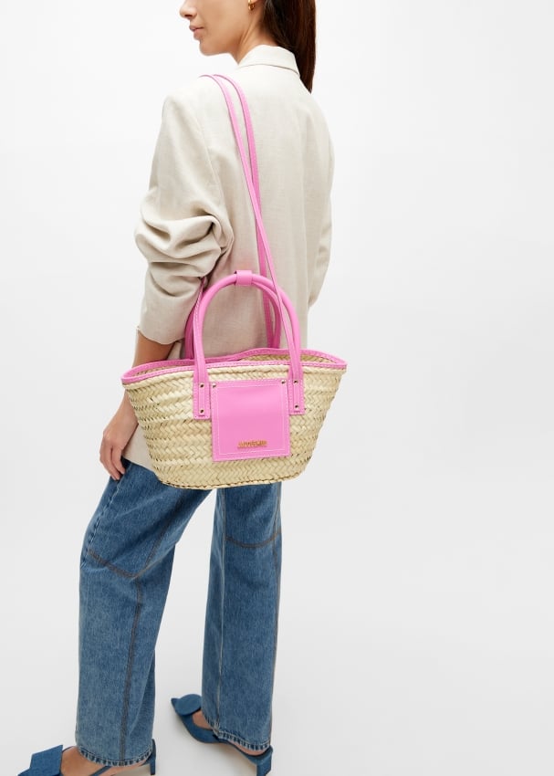 Jacquemus straw bag pink best sale