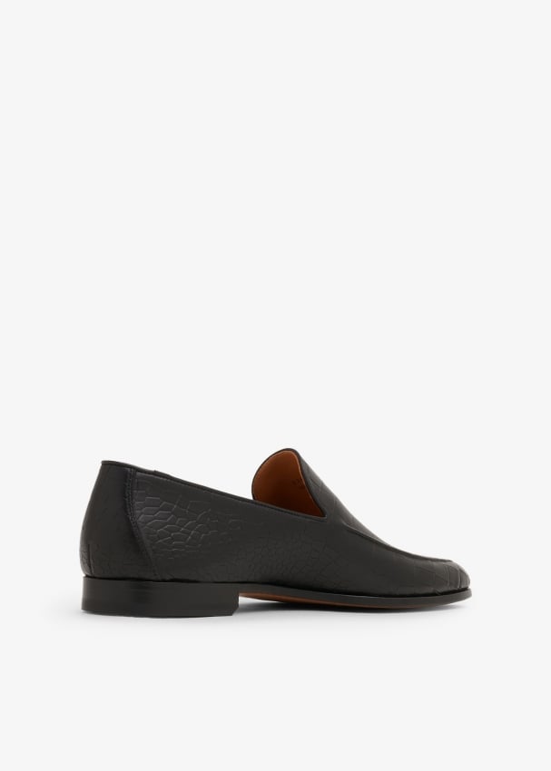 Magnanni Alligator effect leather loafers for Men Black in UAE Level Shoes