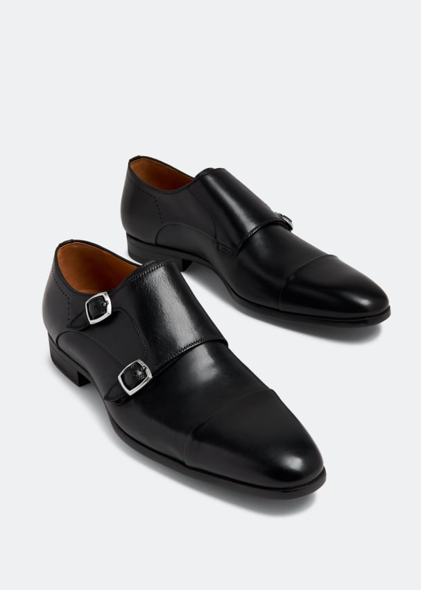 Leather monk best sale shoes