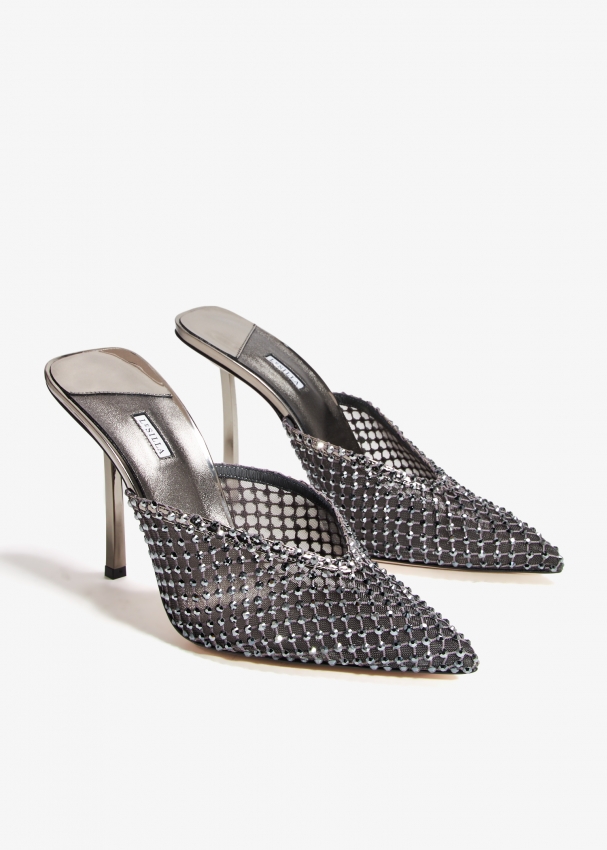 Grey heeled mules store