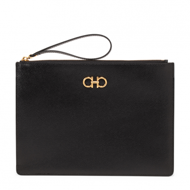 Ferragamo Gancini pouch for Women Black in Bahrain Level Shoes