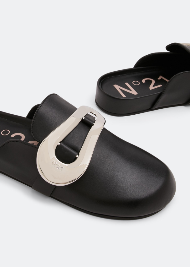 NO.21 Chunky buckle mules for Women Black in UAE Level Shoes
