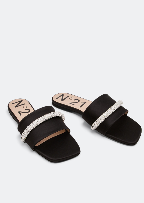 Black crystal store sandals