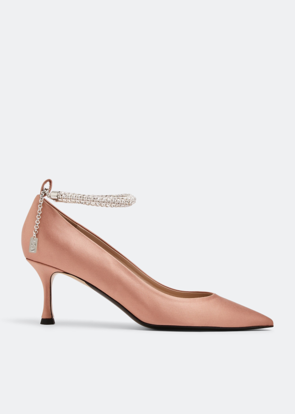 DELPHINE CRYSTAL-EMBELLISHED BLACK SILK PUMPS