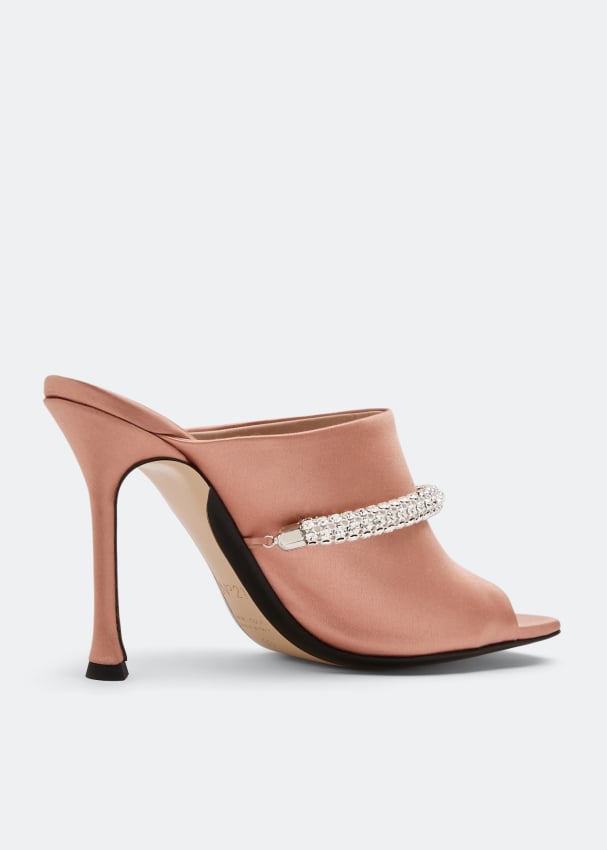 Embellished heeled mules hot sale