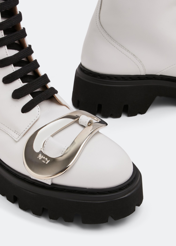 NO.21 Buckle embellished boots for Women White in UAE Level Shoes